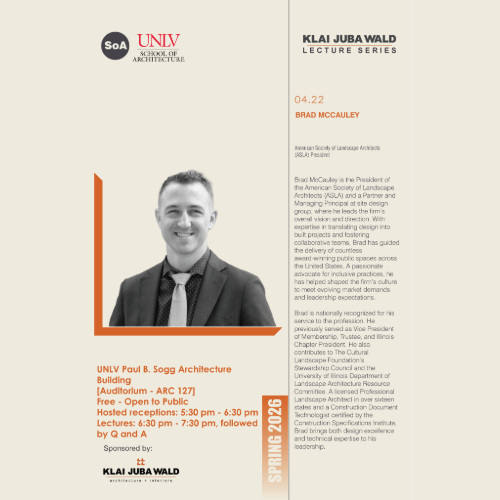 Join us to welcome ASLA President Brad McCauley, FASLA, PLA! A leader in public space design, this event is FREE and open to all.