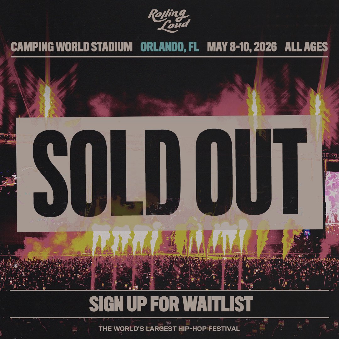 raptalksk's tweet image. ROLLING LOUD ORLANDO HAS OFFICIALLY SOLD OUT ALL REGULAR PASSES

THE ONLY WAY TO STILL GET ONE IS BY SIGNING UP FOR THE WAITLIST

YOU CAN’T MISS THIS, IT WILL BE LEGENDARY AND I WILL BE THERE COVERING ALL 3 DAYS 🤟🏽