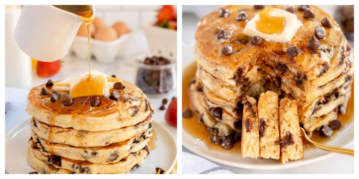 kyleecooks's tweet image. Enjoy delightful Chocolate Chip Pancakes with this easy recipe. The pancakes are fluffy and sweet, filled with tasty chocolate chips. They are perfect for a happy breakfast or a sweet snack anytime. #breakfast #pancakes #chocolatechip #kyleecooks kyleecooks.com/chocolate-chip…