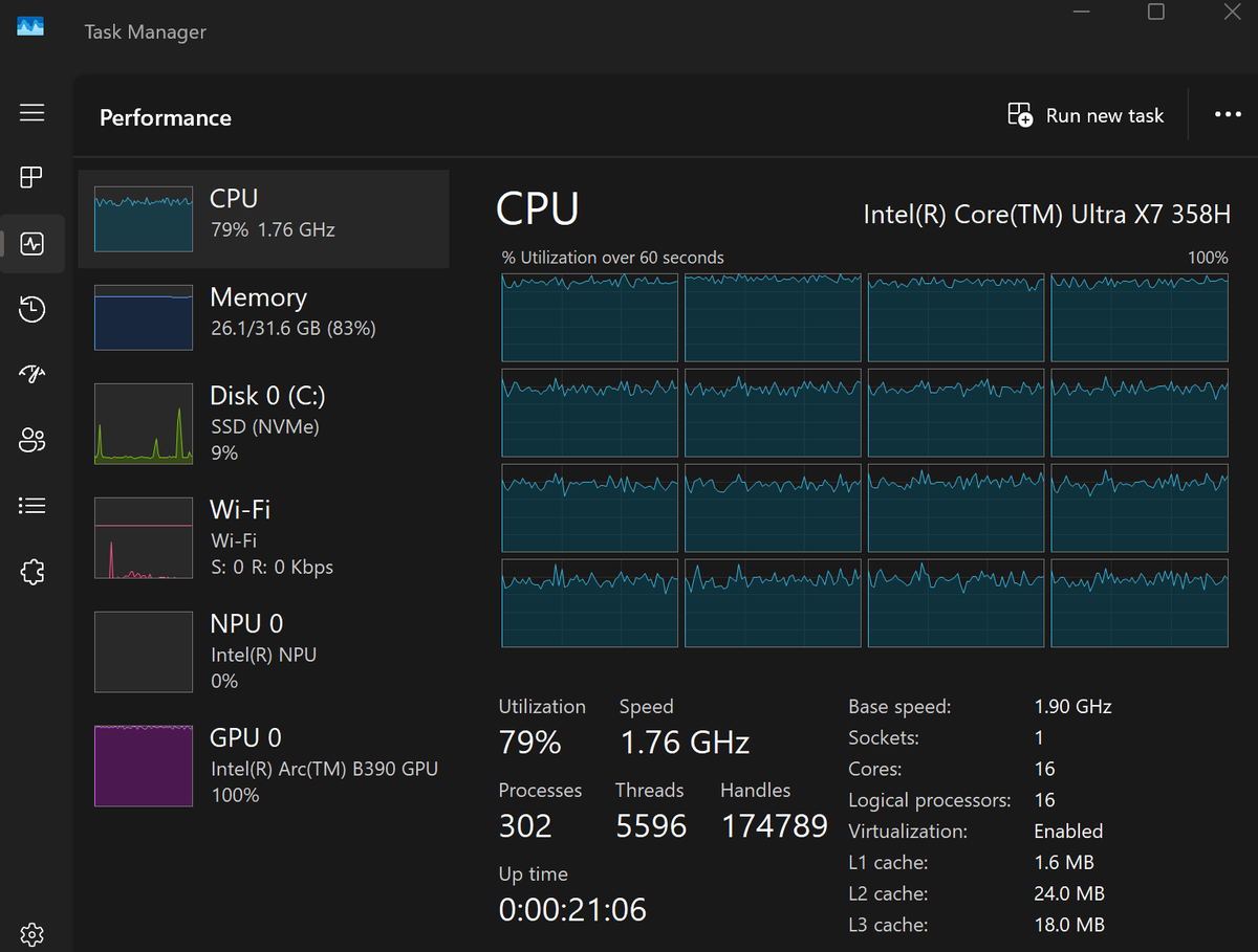DaPoets's tweet image. Putting the new Dell XPS 14 to work! @Dell @intel  Core Ultra X7 358H Arc B390 GPU
