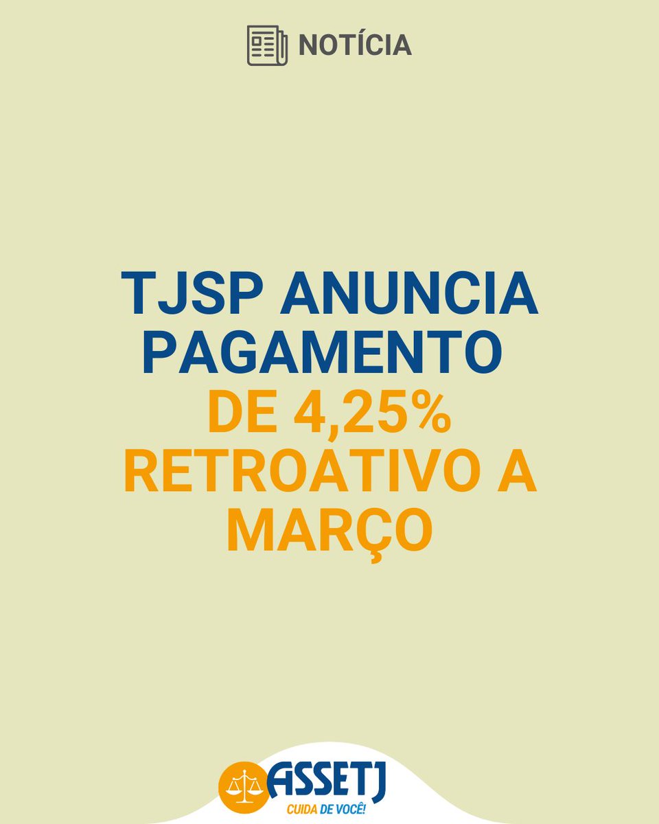 O presidente do TJSP, Francisco Eduardo Loureiro, encaminhou um comunicado com os encaminhamentos sobre a data-base 2026, com a implementação do reajuste de 4,25% na folha de de abril, com crédito em maio e efeitos financeiros retroativos a março de 2026.

assetj.org.br/noticias/conqu…