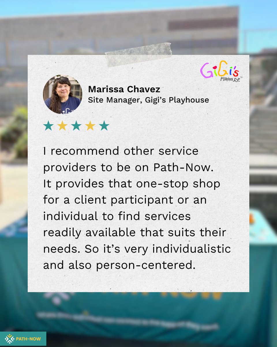 PathNow_Connect's tweet image. We’re proud to support trusted service providers and the individuals they serve by making connections easier and more personalized. Grateful for the support and partnership from @gigissandiego 

Sign up as a provider today: path-now.com

#Resource #California #IDD