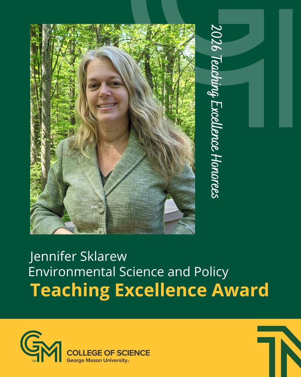 GMU_COS's tweet image. Congratulations to the 2026 Teaching Excellence Award recipients and honorees in the College of Science! These honors celebrate their outstanding contributions to teaching and their lasting influence on the Mason Science community.

#MasonScience #TeachingExcellence