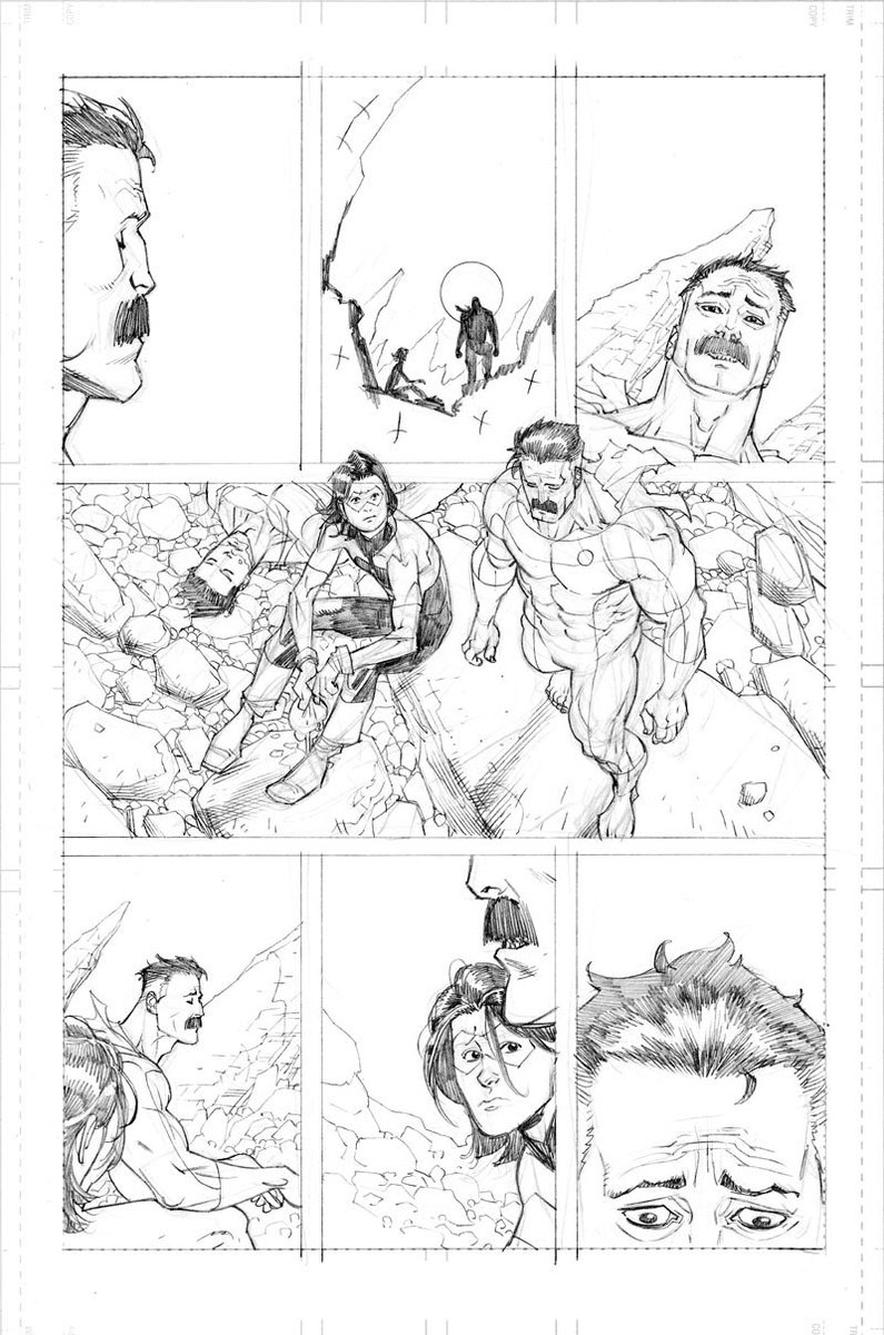 RyanOttley's tweet photo. More INVINCIBLE 73 original pencil pages. For those interested in where it all began. Good times for sure! Me and Robert were on fire, just hell bent on making the coolest story we could. https://t.co/Fctm72qW1O