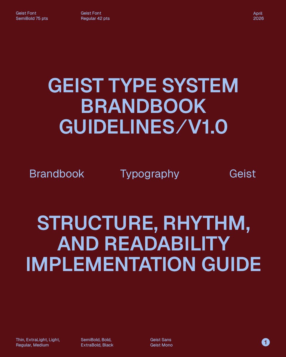 TopicaMag's tweet photo. A clean, modern sans made for screens—geist sans gives designers a wide range of weights and a deliberately neutral tone, making it a reliable choice for interfaces, documentation, and straightforward digital branding.

🔗https://t.co/nxIZb9aWJw

#TópicaMag #typeface #typedesign https://t.co/11AmdK3REk