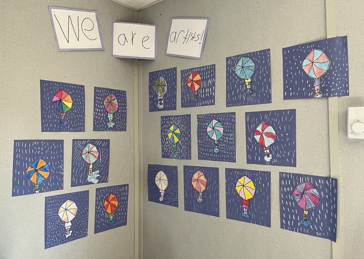 MissFilek's tweet photo. Luckily this is the only rain we’ve seen at St. Bernard this week! Thanks for your help with our art @DianeFilek ☔️ https://t.co/2oTxE1uWB7
