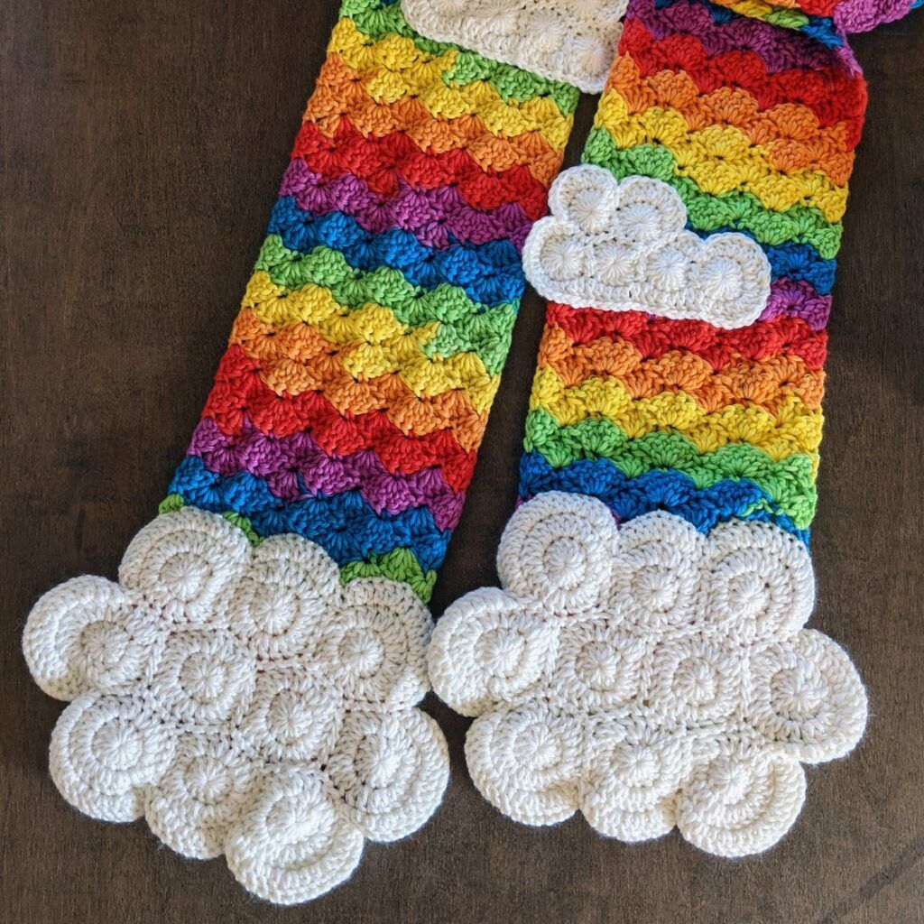 knithacker's tweet image. Crochet a Clever Rainbow and Clouds Scarf ... The Clouds Are Handwarmer Pockets! 👉 tidd.ly/3dJuXnV #crochet #handmade #etsy #affiliate
