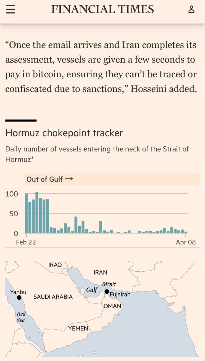 JUST IN: 🇮🇷 Iran may require ships transiting the Strait of Hormuz to ...
