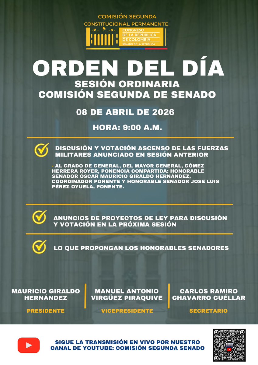 Comisión Segunda del Senado de la República tweet media