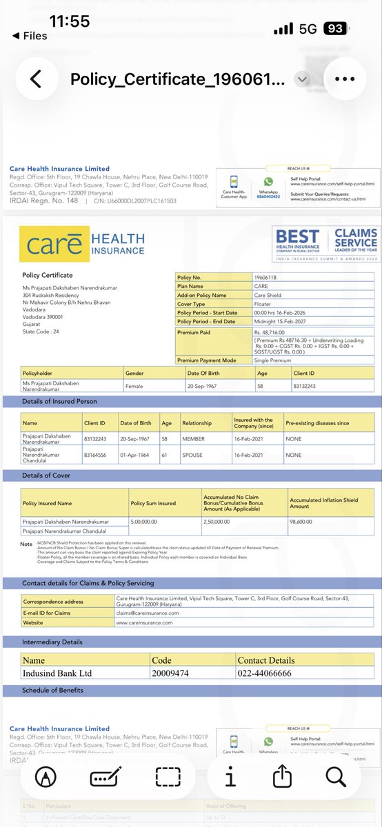 Sandeep151090's tweet photo. @careinsuranceIN @irdaindia 
Please look into this matter and help me to came out of this fraud. They are deducting hidden charges on name of convenience fee and not mentioning in invoice/police
Last year policy amount INR 40,486/-, 
current year charged INR 49,181.63/-  
mentioning INR 48,716/- https://t.co/c8Rhy3vfqr
