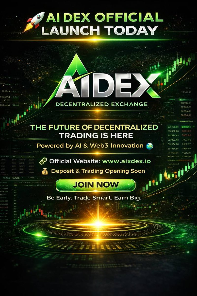 AI DEX is officially LIVE 🔥

The charts are moving.
The future is loading.
And the opportunity is NOW.

📊 Trade with AI-powered precision
🌐 Built on Web3 for true decentralization

🔗 aixdex.io
💰 Deposit &amp; Trading Opening Soon

⚡️ Early users always win the