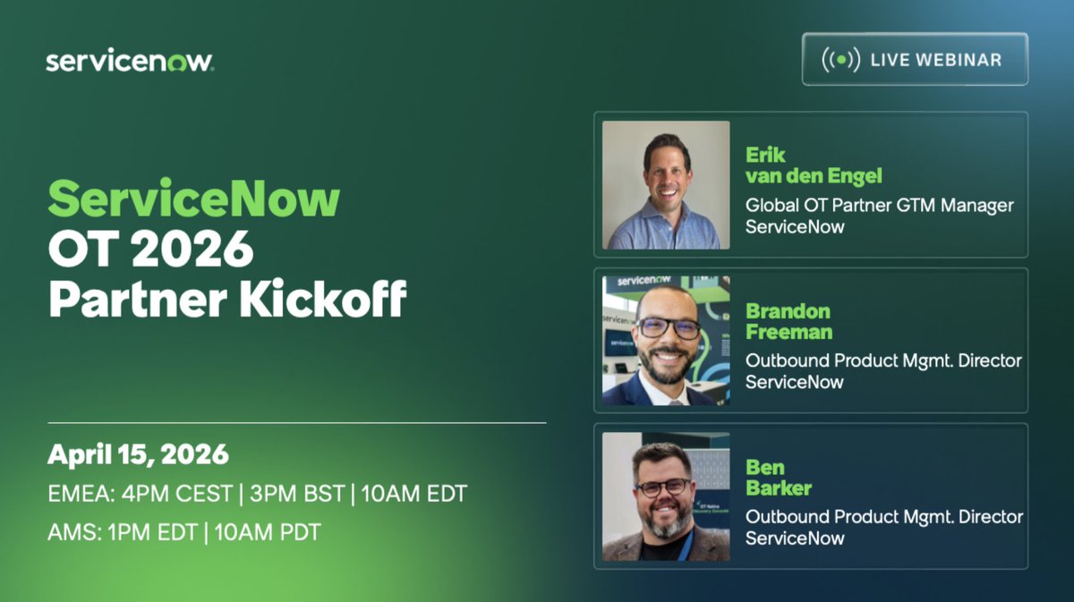 1 Week Away! Ever wondered how the ServiceNow AI Platform is shaping the future of OT? Join the exclusive OT Strategic Briefing to explore the 2026 roadmap and key updates for Australia. Let’s unlock new opportunities together! sa.servicenow.com/FkpnD56cdcGT 🚀