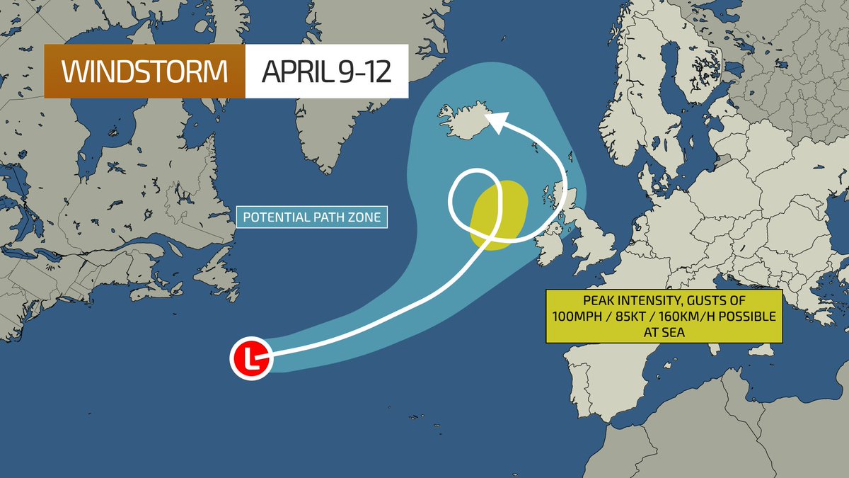 WeatherActionEU's tweet image. 💨NEXT WINDSTORM: The low we warned about has started to develop near Canada. The forecast could change, but if it were to verify, the windstorm could peak with gusts perhaps near 160km/h out to sea. Coastal Ireland and Scotland must watch for storm force gusts. #windstorm
