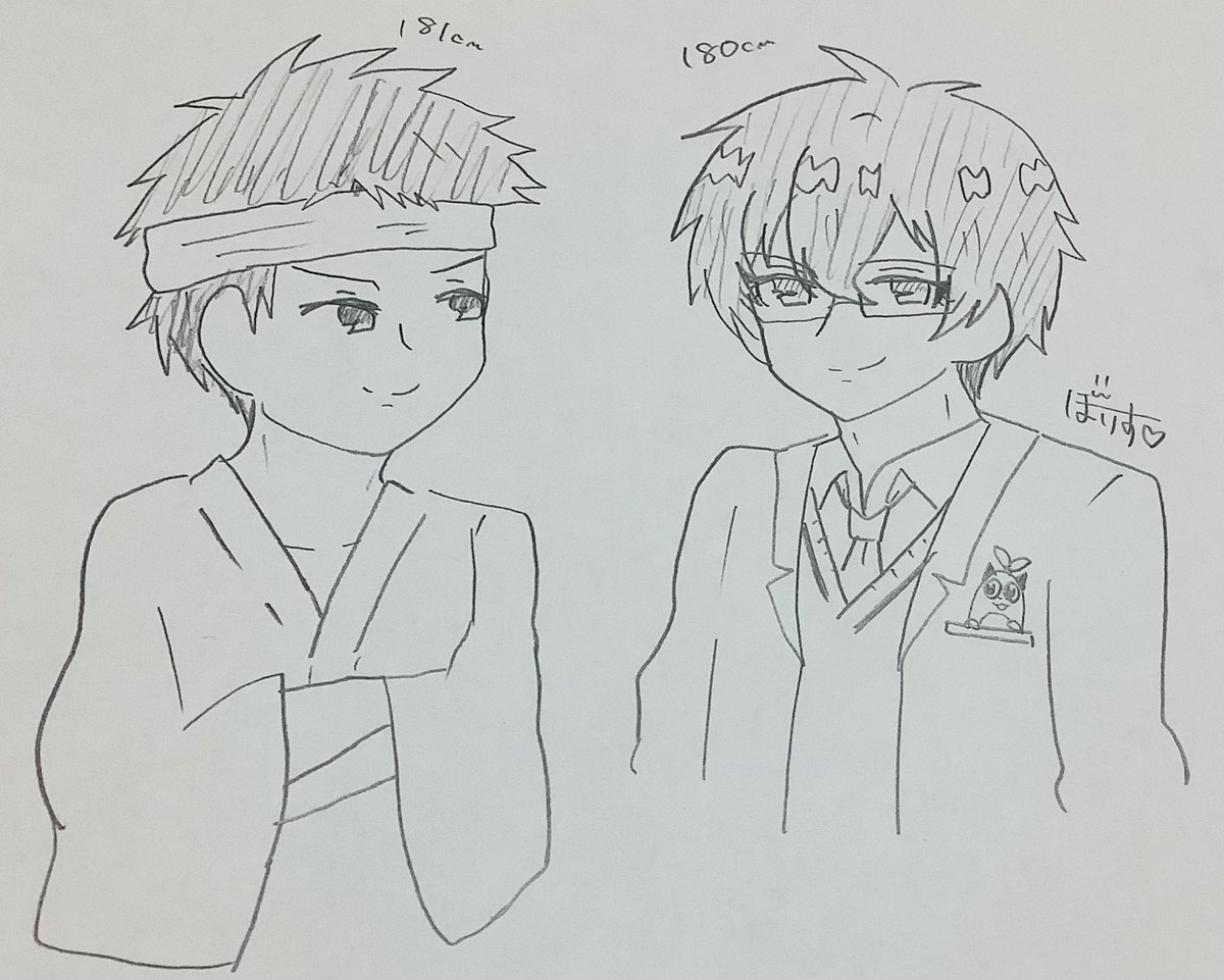 推しの身長高いなぁシリーズ(●´ω`●)
源ちゃん(181cm)とレオスさん(180cm)
あまり身長差感じない絵になっちゃった笑
源ちゃんもレオスさんも周りが皆デカイからあまり目立たない感じするけど、いざ数字にするとでかい笑