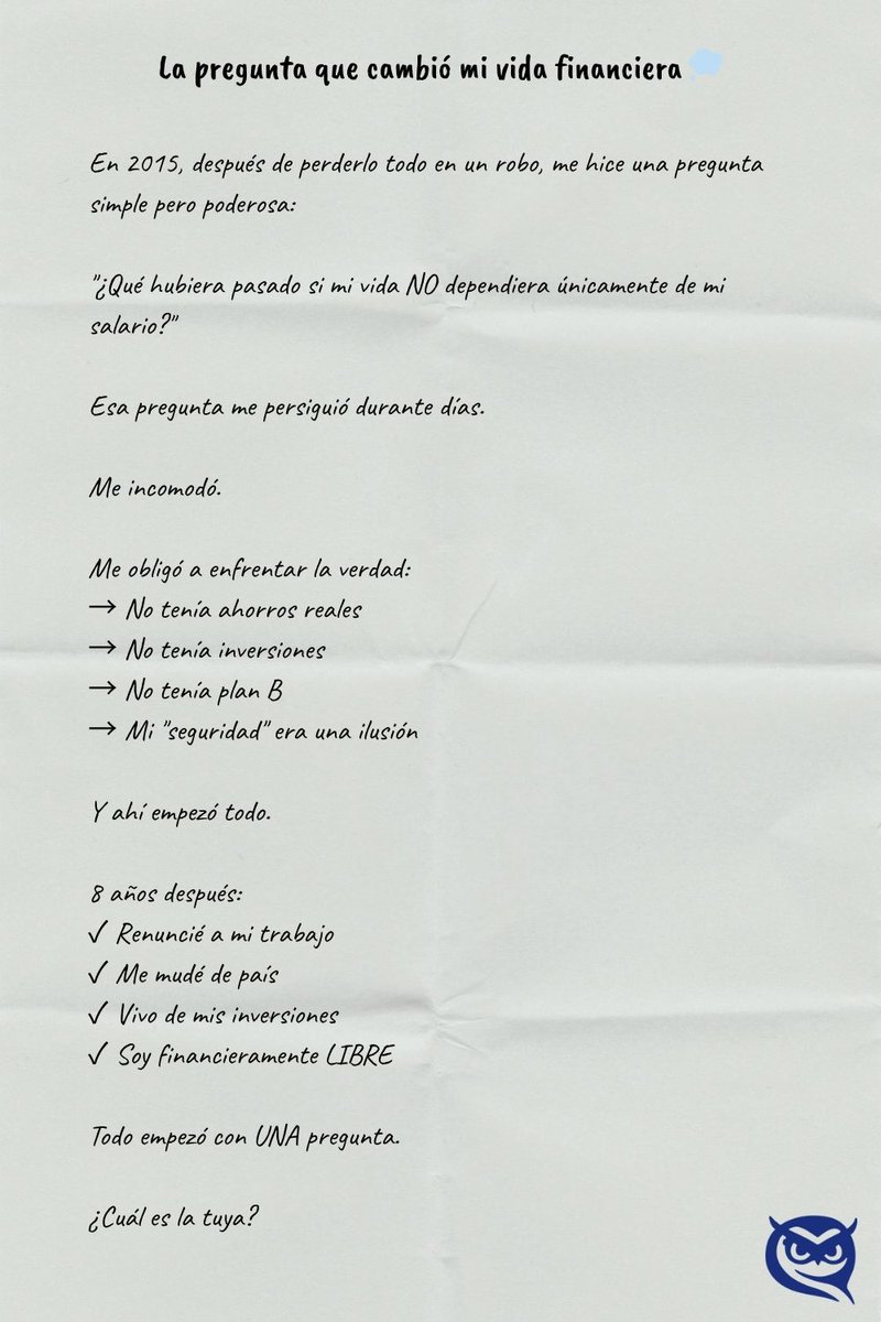 BuhoFinanciero_'s tweet photo. ¿Cuál es TU pregunta incómoda sobre el dinero?
Coméntala abajo. 👇
Y si quieres saber dónde estás parado hoy:
📊 Test en bio (5 min, gratis).
#PreguntasPoderosas #TransformaciónFinanciera #HistoriaReal #IndependenciaFinanciera #BúhoFinanciero https://t.co/lxCB6vtve2