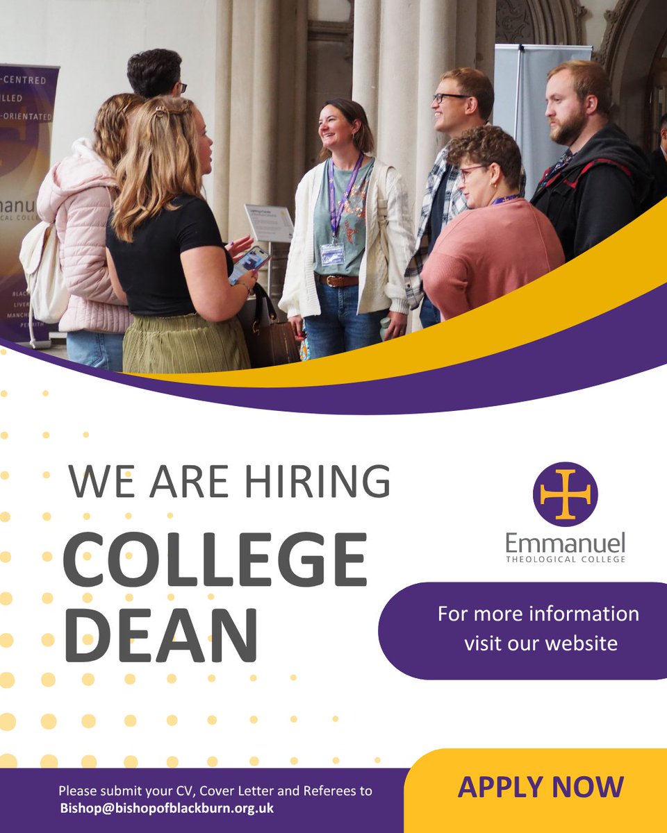 EmmanuelTheoCol's tweet photo. The Trustees of Emmanuel Theological College invite applications - and prayers - as we seek to discern who God is calling to serve as our next Dean!
For more details please visit our website: https://t.co/fcXgHhhQKP
Closing date for applications - Sunday 17th May 2026 https://t.co/A2aIRKPlbv