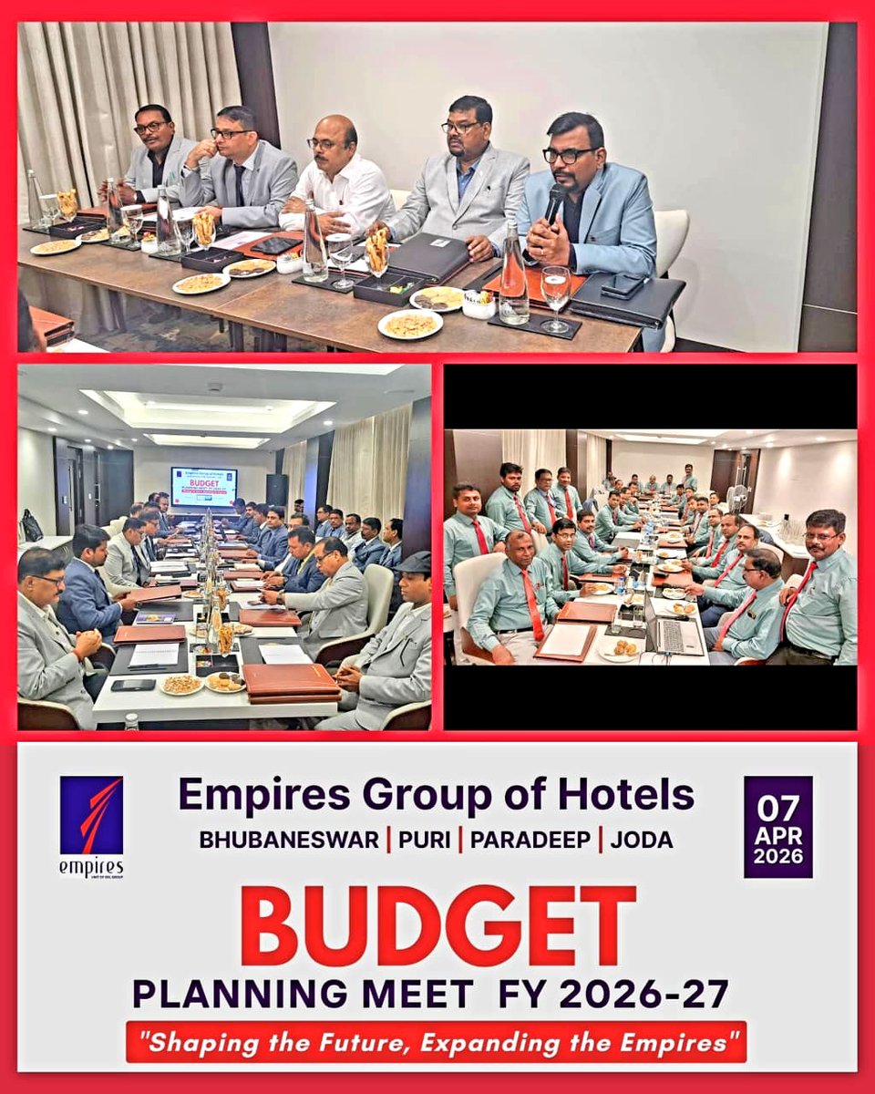 empires_hotel's tweet image. #BudgetMeeting #EmpiresGroupHotels

A glimpse of Budget Planning Meeting FY 2026-27 of Empires Group of Hotels held at our stunning new masterpiece, Empires Luxe Puri on 7th April 2026.

#HotelBudget #NewFiscalYear #EmpiresGroupHotels #EmpiresLuxePui  OSL Group
