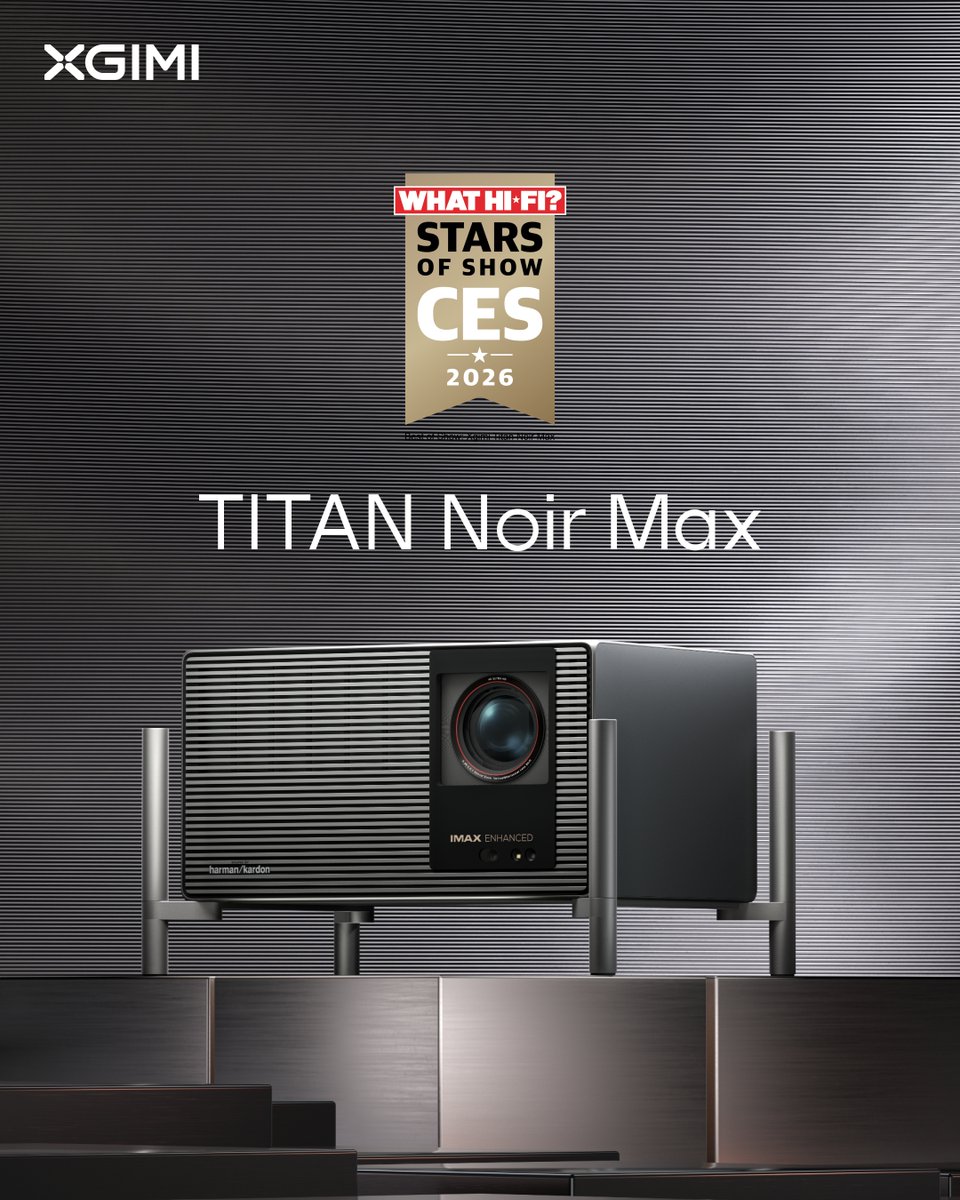 XGIMITech's tweet image. Acclaim from AVS Forum. Praise from What Hi-Fi.  
Titan Noir Max — officially recognized for redefining what home cinema can be.  

#TITANNoirMax #XGIMI #Award #HomeTheater #AVSForum #WhatHiFi