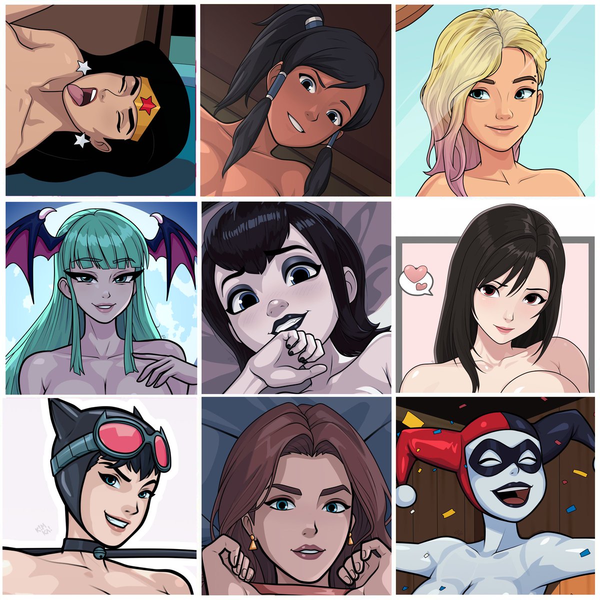 KimKai_Drawings's tweet photo. Exclusive mature content that you can find on my Patreon. I prioritized variety, but there's much more, and if you're not a fan of this type of content, you can purchase another subscription level that only includes content for all audiences. I lost my job and still have to take my grandmother to the physiotherapist twice a week, so I would appreciate any help. I don't create lll3g4l content. The link is in my bio. n.n

#wonderwoman #dccomics #justiceleague #korra #avatar #thelegendofkorra #spidergwen #spiderman #marvel #Morrigan #mavis #dracula #tifa #finalfantasy #catwoman #harleyquinn #batman
#xmen #jeangray