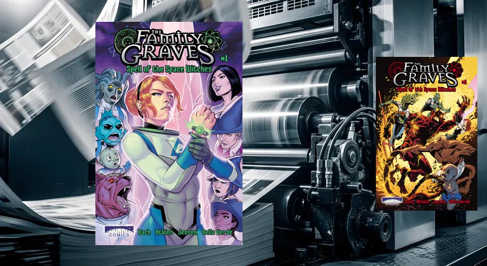 TDRBach's tweet photo. Campaign update: Spell of the Space Witches #1 has been sent to the printer! https://t.co/OiYgRSyffq