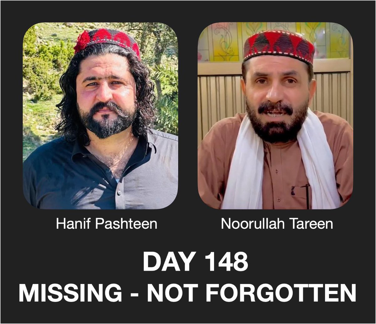 ReleaseAW's tweet photo. We call on @amnestysasia and @UNHumanRights to demand answers from the Pakistani authorities. 148 days of silence is a crime against humanity.

#WhereIsHanifAndNoorullah https://t.co/oiXLWwUrOD