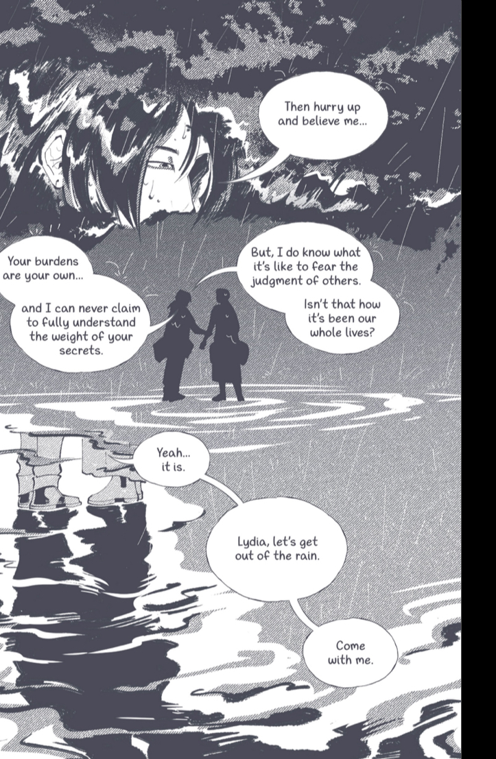 seelie_savant's tweet photo. Some of my favorite panels and spreads from #justbetweenus , the themes were what shone the most for me but also Lydia as a character was very compelling https://t.co/08rZP6Bl5K