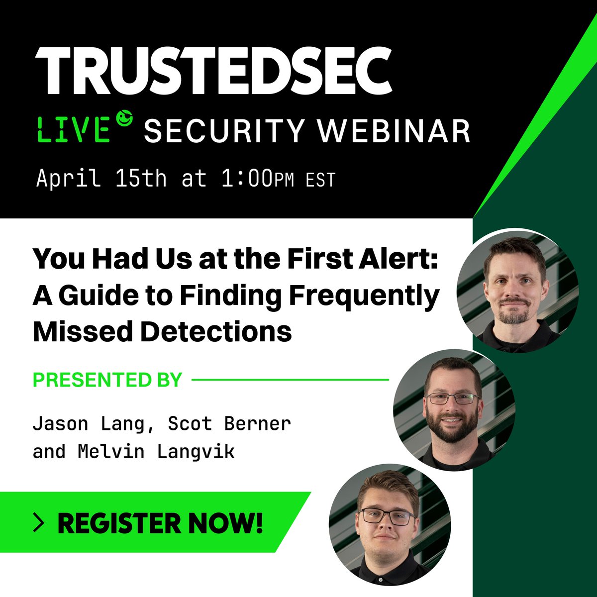 TrustedSec's tweet image. Small changes can make a big difference in detection coverage. Join us next Wednesday for our #webinar as our experts share low-lift improvements and practical guidance that your #SOC team can apply immediately. Secure your spot now! hubs.la/Q04b0Qm00