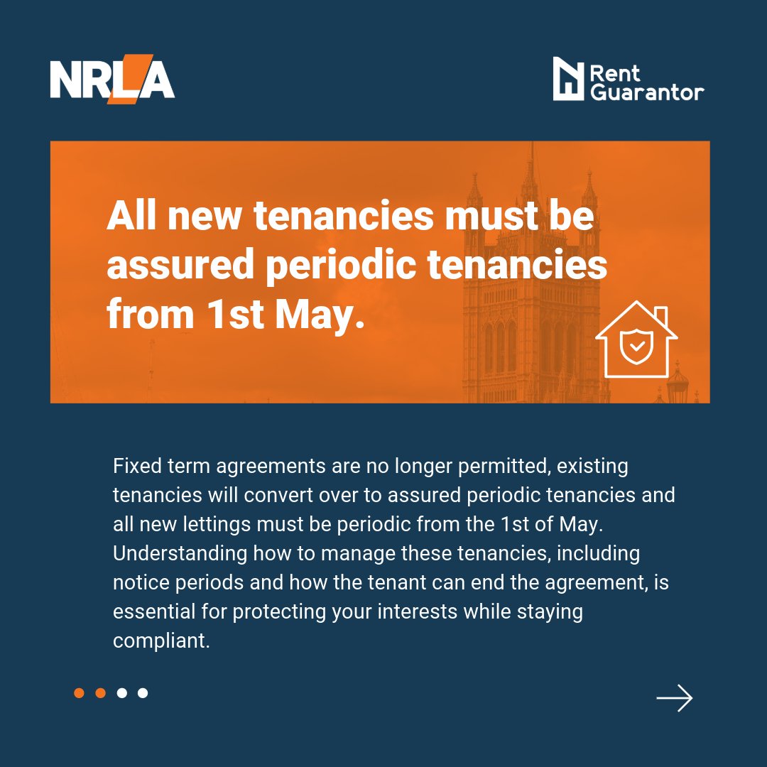 NRLAssociation's tweet photo. 📢 Renters' Rights Webinar: Getting ready for new tenancies

From 1 May 2026, the way you create new tenancies will change fundamentally. All new tenancies must be assured periodic tenancies, new advertising and discrimination rules apply from the moment you list a property, and there are restrictions on how much rent you can request in advance.

Join the NRLA's experts and our partners @RentGuarantor for this essential webinar as we guide you through the changes and answer your questions ahead of the Act coming into force on 1 May 2026.

🗓️ Date: 15 April 2026
⏰ Time: 11:00am – 12:00pm
👉 Reserve your spot today: https://t.co/HrkiSF85pM
🎟️ During April, our Renters' Rights webinars are open to all to support the sector to prepare for the Act.

#NRLA #LandlordResources #RentersRightsAct