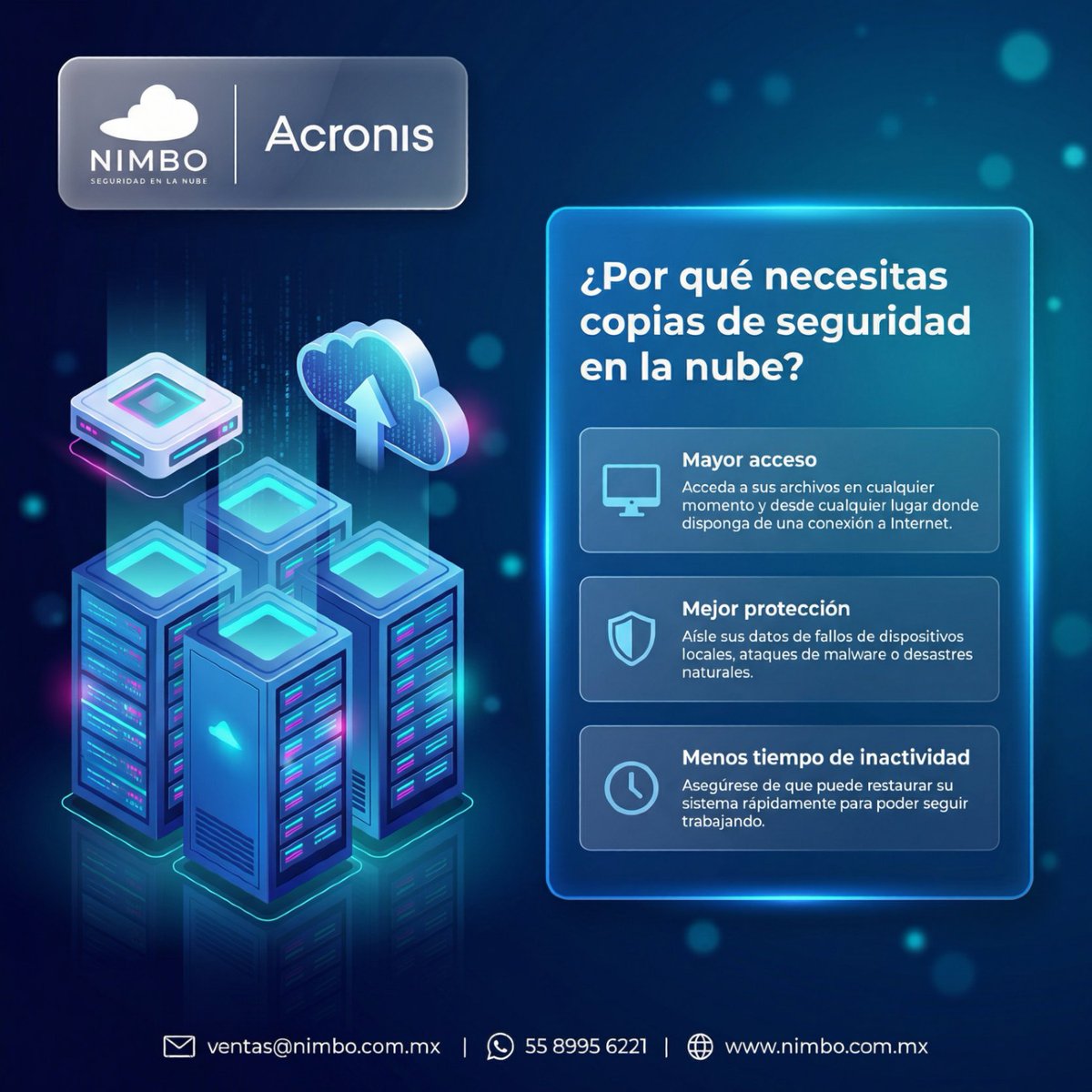 NIMBOENLANUBE's tweet photo. ⚠️ Un error, un virus o una falla pueden detener tu negocio en minutos. Sin respaldo, pierdes todo. ❌ 

Con respaldo en la nube, recuperas tu operación. ☁️ 

Protege tu información hoy. 🔐

#RespaldoEnLaNube #SeguridadEmpresarial #ContinuidadDeNegocio https://t.co/bsEZcrUDii