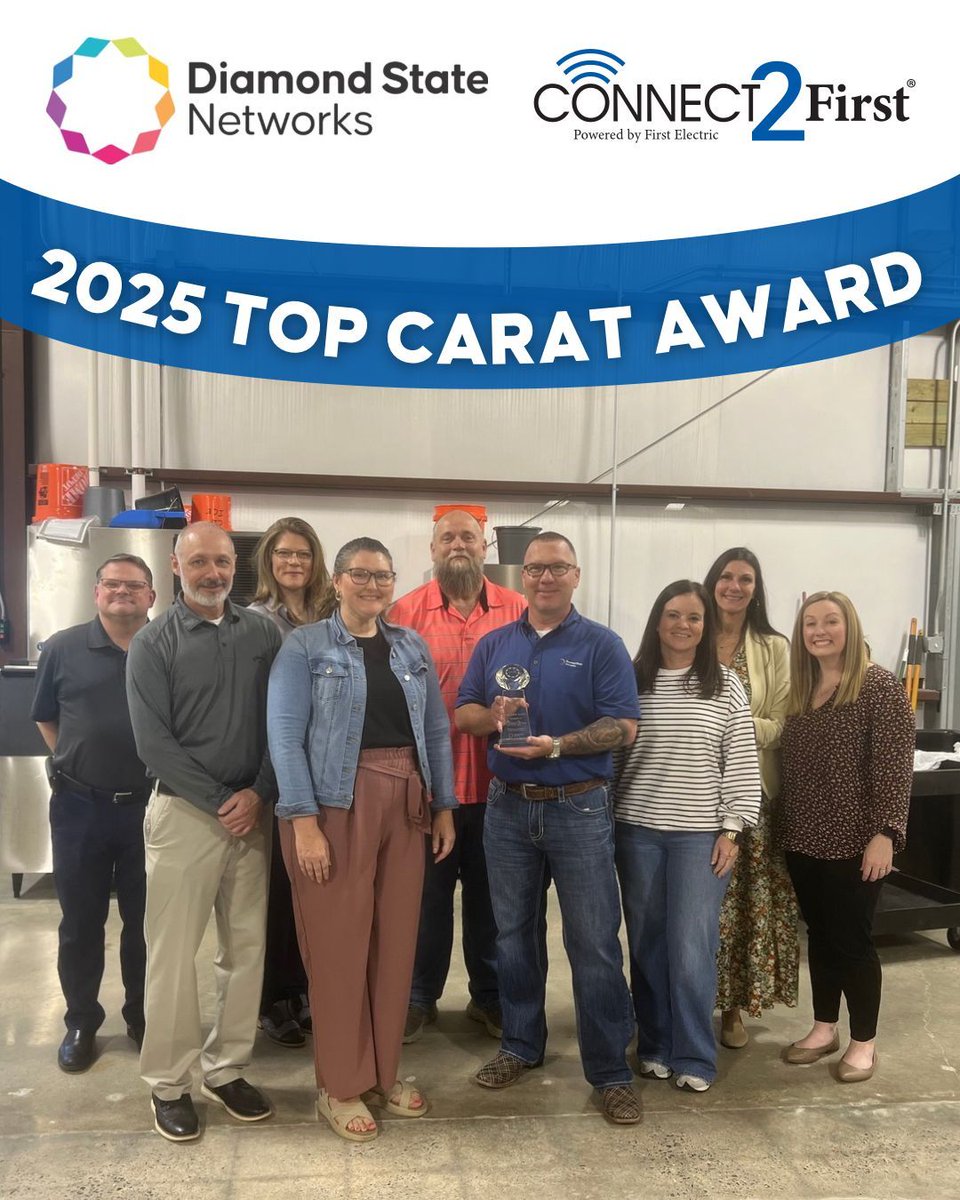 DiamondStateNet's tweet photo. 🏆✨ 2025 Top Carat Award ✨🏆

Each year, the DSN team comes together to recognize a member who truly exemplifies what partnership looks like. Consistent engagement, strong growth, and a great working relationship. This year, that honor goes to @Connect2First. https://t.co/Y0xOGHJ9si