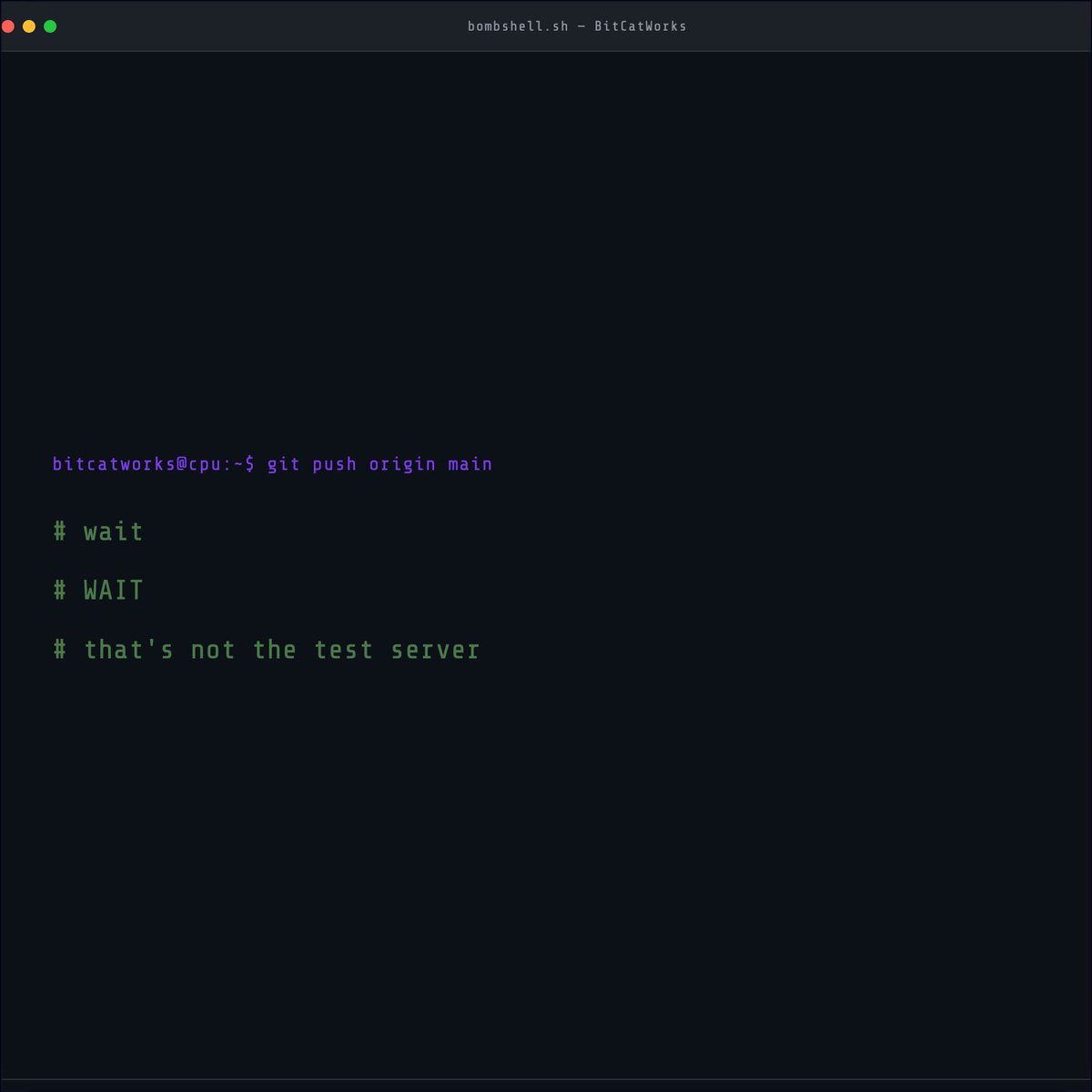 bitcatworks's tweet photo. $ cat #0058

そんなつもりじゃなかった。

repo.visibility = "public"
# wait, that was private 

#bitcatworks #pixelart #pixelcat #coding #programmer #developer #git #oops #8bit #retro https://t.co/AsT6OJACB9