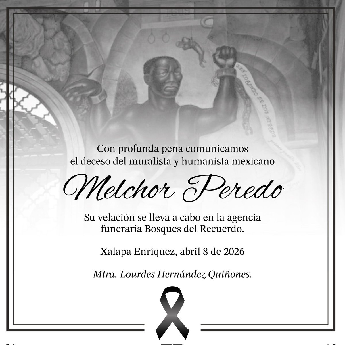 CruceXalapa's tweet photo. Con profundo respeto despedimos al muralista y humanista mexicano Melchor Peredo, cuya obra y compromiso social dejan una huella invaluable en Xalapa y en la cultura de nuestro país.
Su legado permanecerá en la memoria colectiva.
Descanse en paz.
#Xalapa https://t.co/oAJbhPObWf