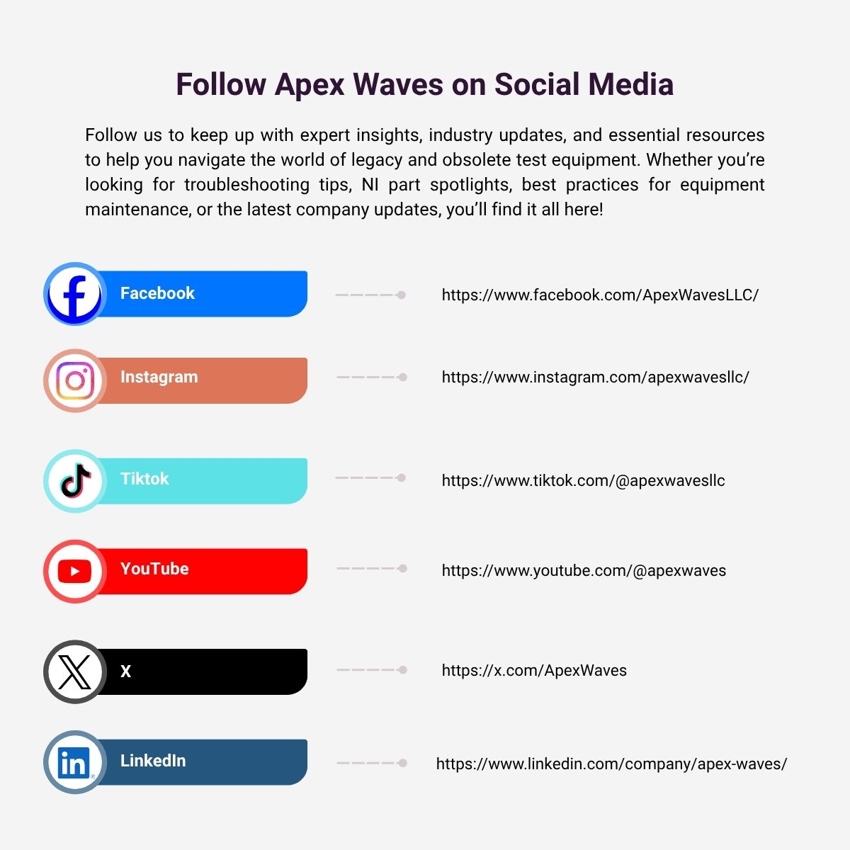 ApexWaves's tweet image. 📲 Stay Connected with Apex Waves

Follow us to keep up with expert insights, featured parts, company updates, industry news, and more. Don’t miss out on the latest from the world of test and measurement!

#ApexWaves #FollowUs #NIHardware #PXI #TestEquipment #EngineeringTools