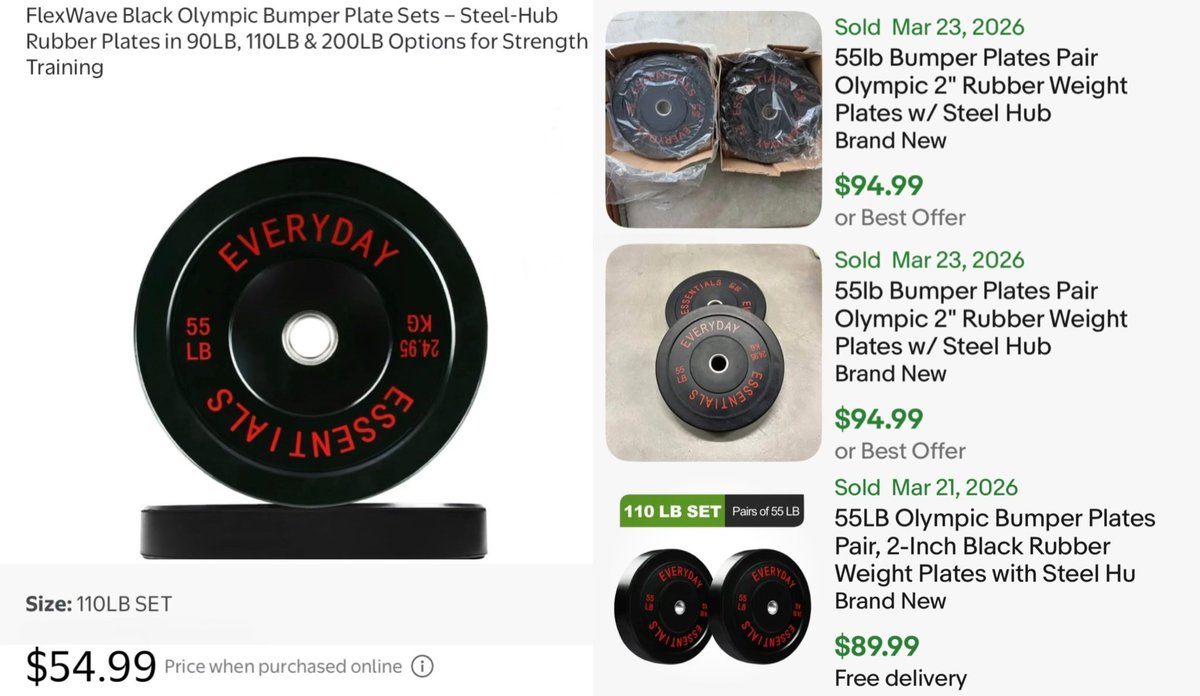 GlitchedDeals's tweet image. 110LB BUMPER PLATE WEIGHTS RESTOCKED FOR $55

These plates normally sell for $1/lb, going for 50¢/lb now at Walmart

Sold out last time, free shipping included

cutt.ly/dtPh37Au #ad