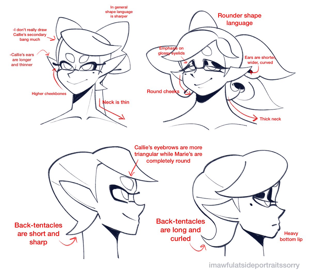 MaddeningTrash's tweet photo. A study on how I draw the squid sisters https://t.co/m97rI7KBQE