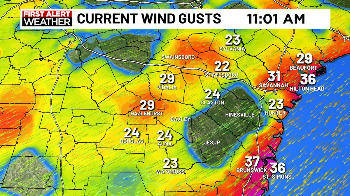 Get ready for a windy day with gusts to 40mph possible at the coast.