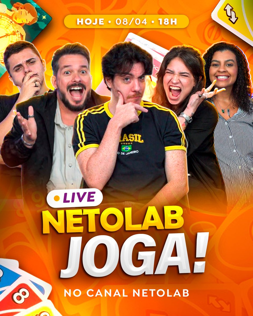 🚨ATENÇÃO: hoje vai ter live de NETOLAB JOGA no Canal Netolab! Quem vai assistir às 18h?