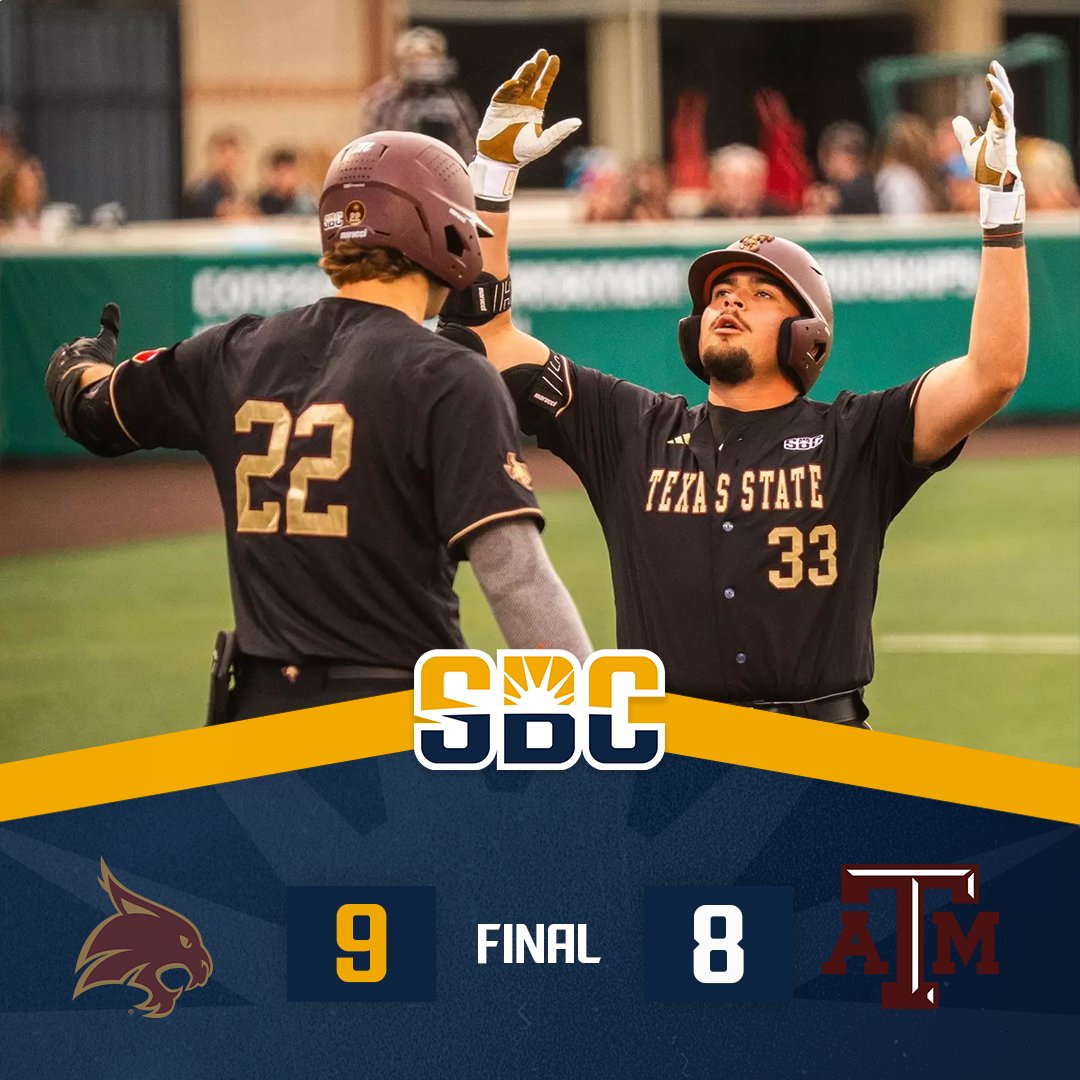 𝗧𝗘𝗫𝗔𝗦 𝗦𝗧𝗔𝗧𝗘𝗠𝗘𝗡𝗧.

<a href="/TxStateBaseball/">Texas State Baseball</a> takes down in-state foe No. 15 Texas A&amp;M, 9-8, for the first time since 2013. ☀️⚾️