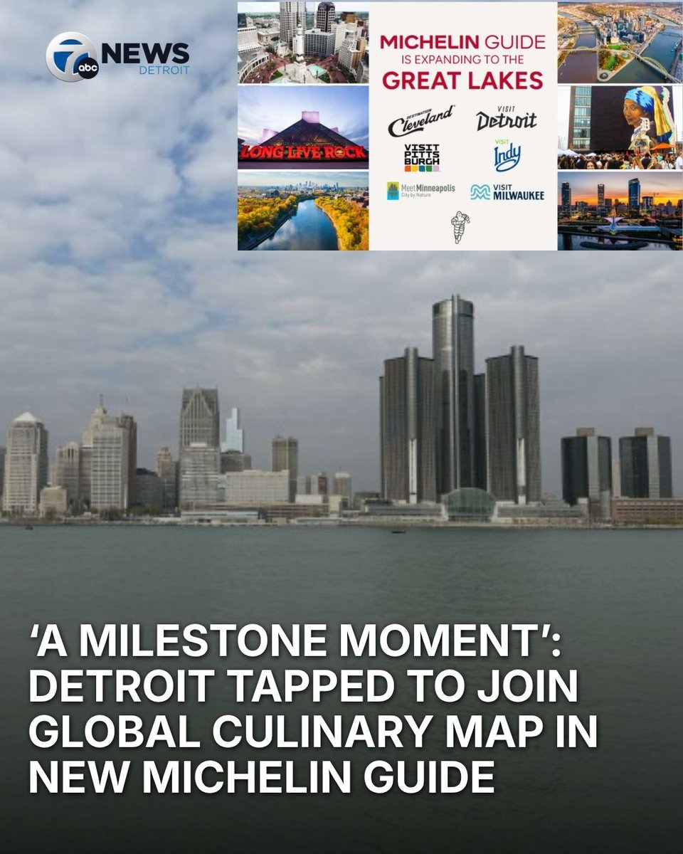 wxyzdetroit's tweet photo. It’s a big moment for Detroit’s culinary scene as the city will now be included in the MICHELIN Guide’s selection process, giving restaurants the opportunity to be considered for MICHELIN Stars.

More info at link in comments below https://t.co/iI7gzCLWDd