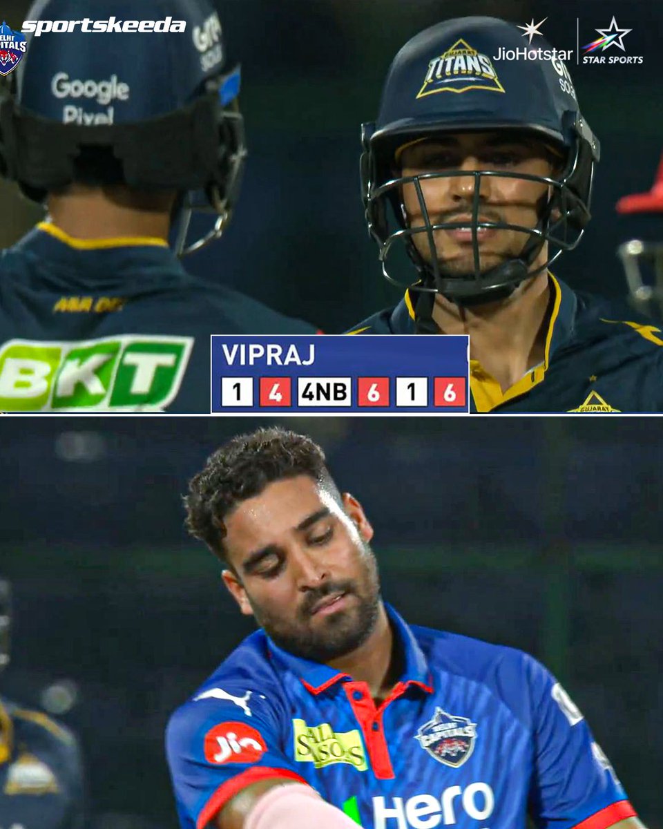 Sportskeeda's tweet image. Washington Sundar and Shubman Gill smashed a 23-run over off Vipraj Nigam, powering GT towards a strong finish! 💙👊

#IPL2026 #WashingtonSundar #DCvGT #Sportskeeda
