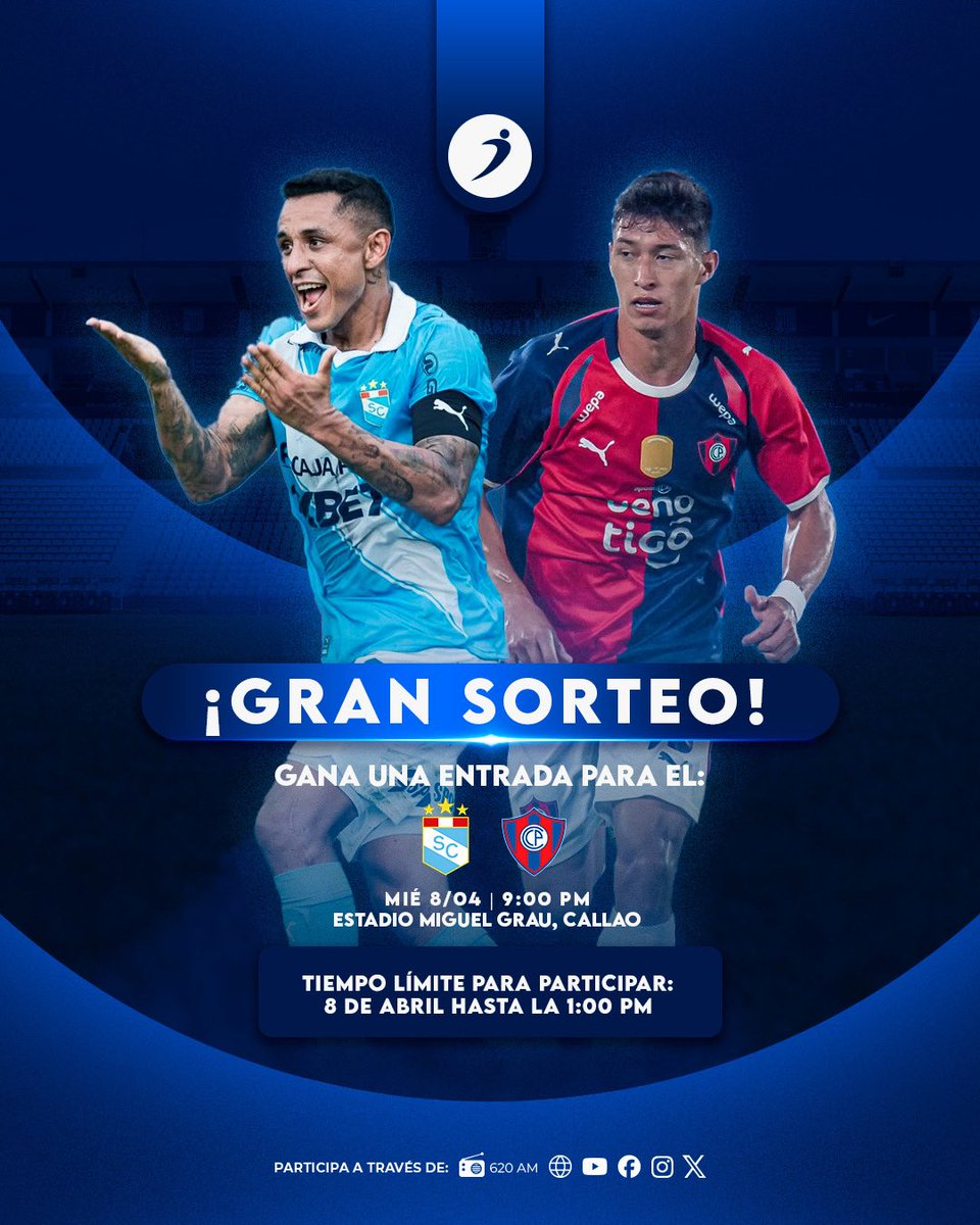 ovacionweb's tweet image. ¡TE LLEVAMOS A LA CANCHA! 📣⚽

#Ovación te lleva #GRATIS al choque entre #SportingCristal vs #CerroPorteño por la Copa Libertadores. Concursa por una de las entradas 🎟 siguiendo estos pasos:

1️⃣ Sigue: @ovacionweb
2️⃣ Like a la publicación y etiqueta a tres amigos.
3️⃣ Comparte