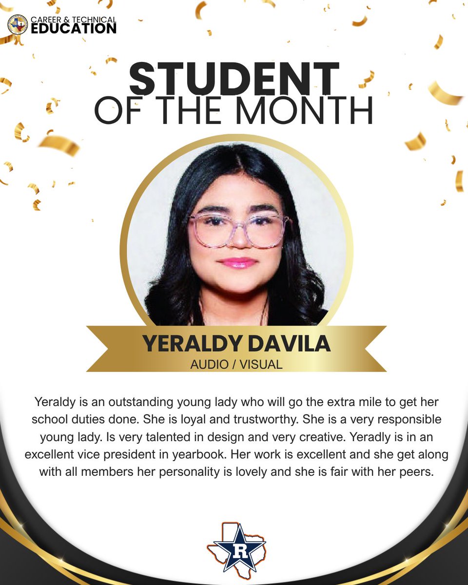 YsletaISDCTE's tweet photo. We are proud to recognize our CTE Students of the Month, Yeraldy Davila, Dahlia Ornelas, &amp; Devin Promesse for their dedication in raising the bar &amp; leading the way. @YsletaISD @Riverside_4ever @YsletaHS @BrendaChR1 https://t.co/p4MxKr2CsJ