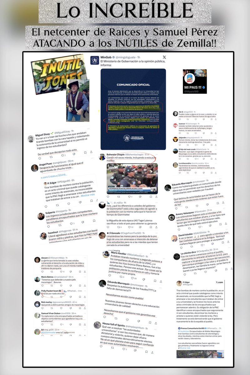 ….CUIDADO con CRIAR CUERVOS…
pues después te ATACAN,
…y si pueden te sacarán los ojos,
(y a la progenitora)‼️

El Ministerio de Gobernación emitió
un comunicado el día martes 7 Abril
debido a los enfrentamientos en la
USAC…
y estos son algunos de los comentarios 
de los del