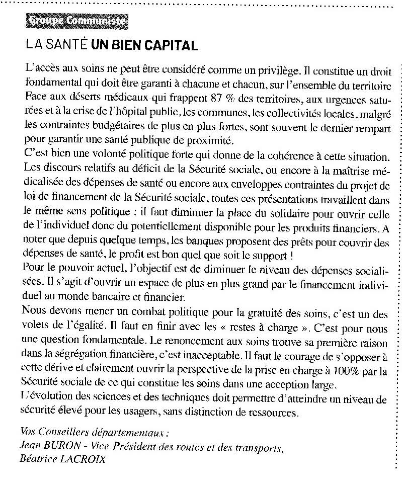 PCF_Hautes_Py's tweet photo. Tribune de nos élus départementaux Jean Buron et Béatrice Lacroix parue dans le magazine Hautes-Pyrénées Mag https://t.co/OoLd5ljxaP