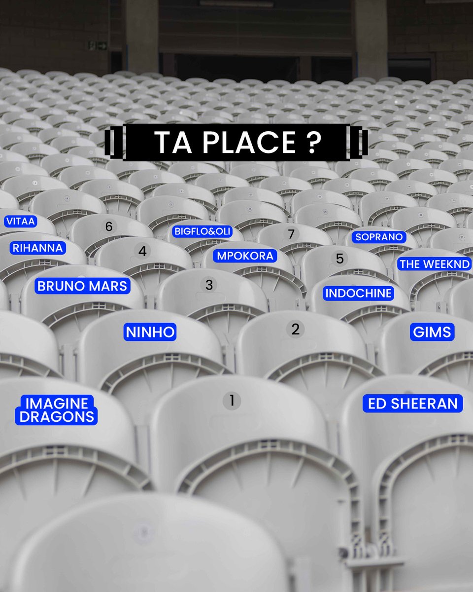 DecathlonArena's tweet photo. Si vous pouviez vous asseoir à côté d’un-e artiste, quel siège choisiriez-vous ?

Partage le numéro en commentaire !🤩 https://t.co/ZVz463v8lE
