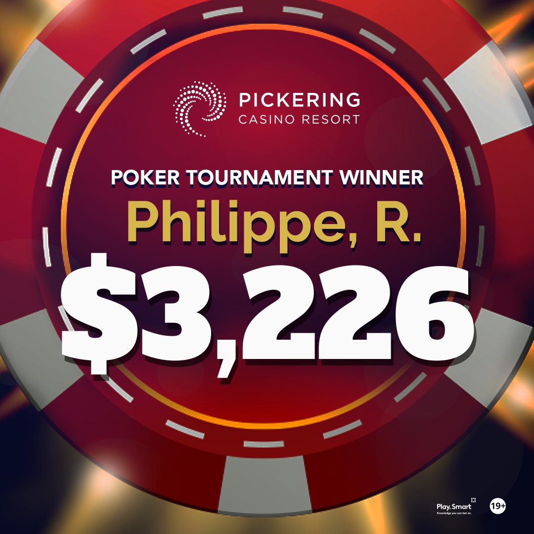 PickeringPoker's tweet photo. Congratulations to our winners of the Two $200 Turbo Poker Tournaments on Tuesday, March 7, 2026! 🏆
With 144 Entries (12:30) 63 Entries (8:30)
$18,240 Prize Pool (12:30) $10,080 (8:30)
Top 12 payouts (12:30) Top 7 payouts (8:30)

The next Poker Tournament on deck, Thursday, April 9, 2026, $575 Bounty. Don't miss your chance to shuffle up and deal your way to victory. Visit https://t.co/52PE36NKlB for more details.
19+. If you gamble, PlaySmart.