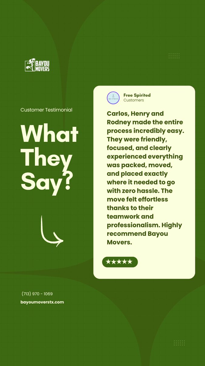 bayoumoverstx's tweet photo. Every move matters.
And we make sure every customer feels it.
Thank you for trusting Bayou Movers with your move. 🚚

#BayouMovers #HoustonMovers #CustomerFeedback #TrustedMovers #StressFreeMove #MovingMadeSimple #LocalMovers #HappyClients https://t.co/6XgLszbaTd