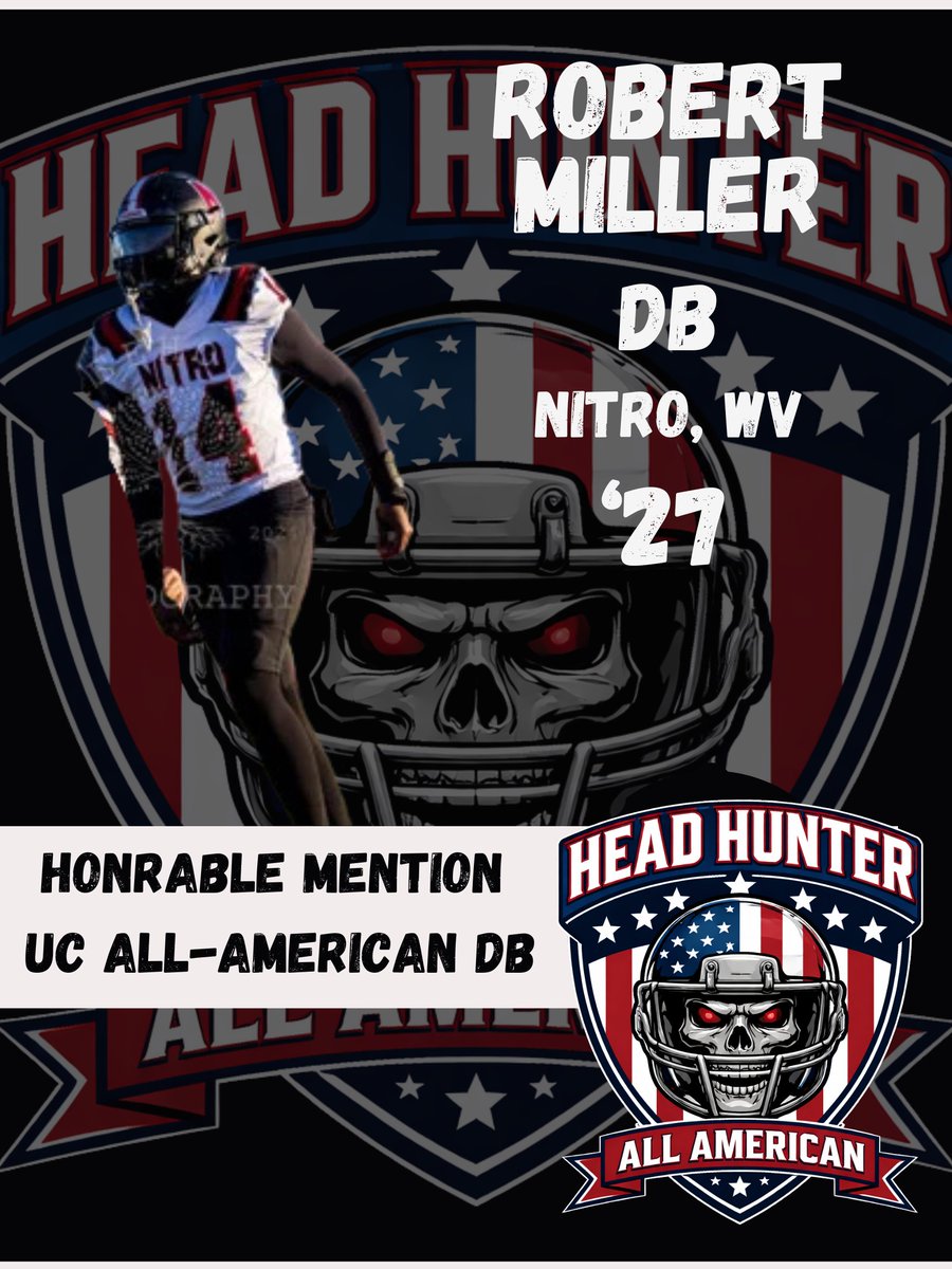 CoachZackGoodFB's tweet photo. Head Hunter Underclassmen All-American HM DB:

@Chris_labo2 '28 Walnut Grove, GA
@Marco_s_star9  '28 Selma, AL
@zionroberts117 '27 Smyrna, DE
@WilliamOwens1x '28 Noble & Greennough, MA
@William_p_jr '27 Raines, FL
@JayyyF6 '27 New Albany, MS
@J3workharder '27 King's Academy, FL
@robertmiller008 '27 Nitro, WV