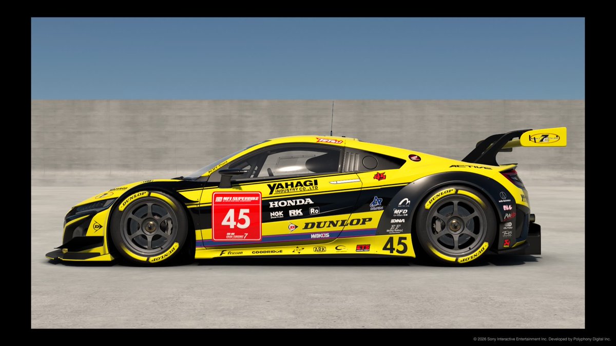 Jun_NCP131's tweet photo. 全日本ロードレース選手権JSB1000クラスで長島哲太選手が走らせる、Dunlop Racing Team with YAHAGIの2026仕様のマシンをイメージして作りました。

#長島哲太 選手
#TN45
#DUNLOP
#YAHAGI
#JRR
#JSB1000 
#GT7 
#GT7Livery https://t.co/CvF15hOYQj