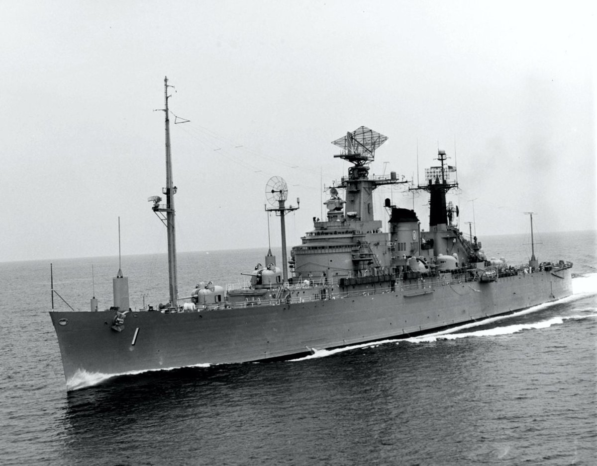 NavalInstitute's tweet image. #OTD in 1970, the "Doomsday Ship" USS Northampton (CLC-1) was decommissioned. Laid down as a heavy cruiser in 1944, the Northampton was converted into a command ship that would serve as the "Floating White House" to direct a retaliatory strike in the event of a nuclear attack.